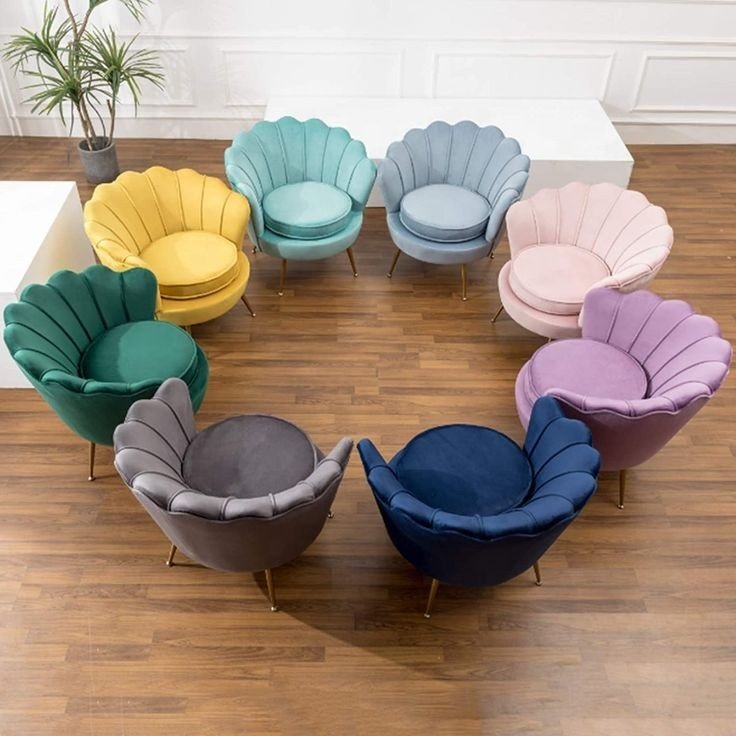 2022 European Hotel Velvet Upholstered Small Flower Accent Chair Living Room Sofas