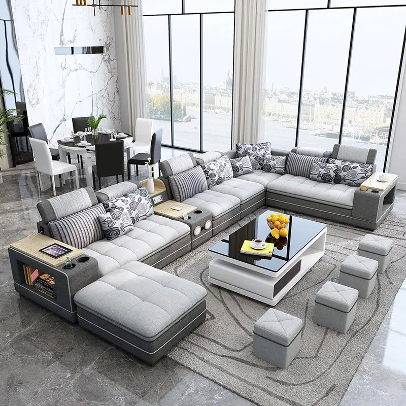 Multifunction living room sofa sectionals sofa set 7 seats with music player