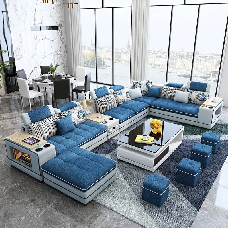 Multifunction living room sofa sectionals sofa set 7 seats with music player