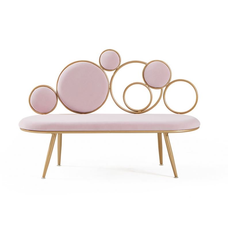 Wholesale Nordic Light Luxury Iron Frame Curved U Shape Home Pink Velvet Living Room Sofas