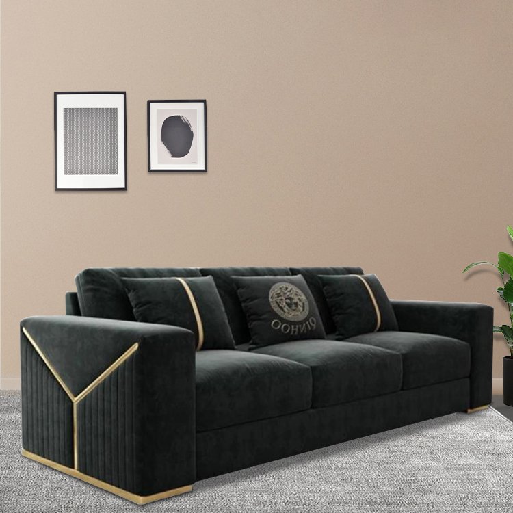 American Modern Living Room Furniture Sofa and Tea Table Suit Black Leather Living Room Sofa Sets