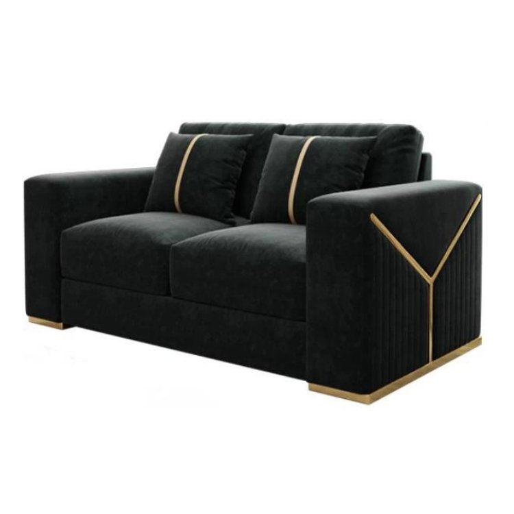 American Modern Living Room Furniture Sofa and Tea Table Suit Black Leather Living Room Sofa Sets