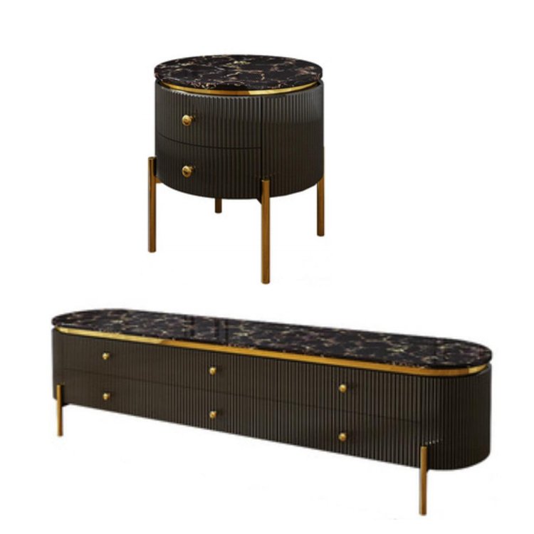 American Modern Living Room Furniture Sofa and Tea Table Suit Black Leather Living Room Sofa Sets