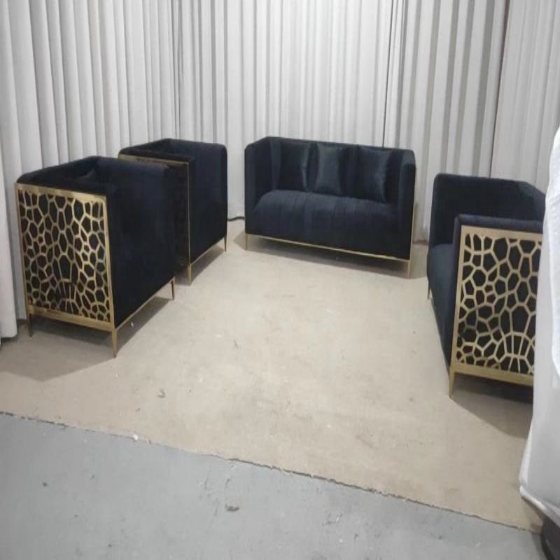 Good Quality Velvet Fabric Sofa Set Modern Design Stainless Steel Sofa Set Home Office Furniture