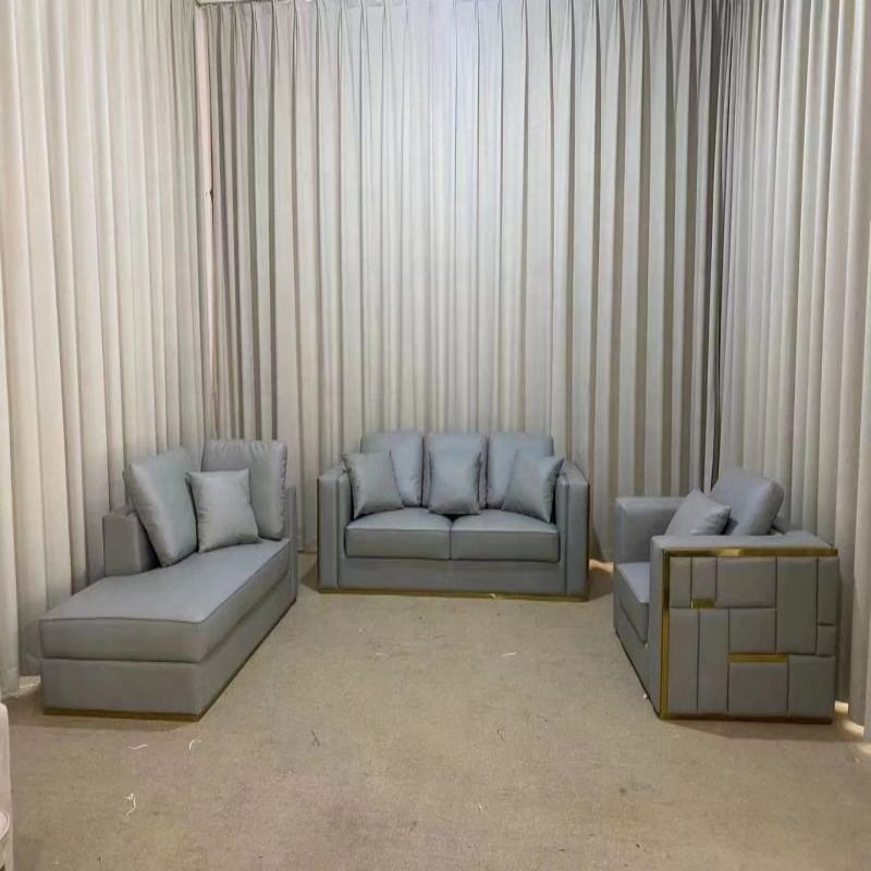 Good Quality Velvet Fabric Sofa Set Modern Design Stainless Steel Sofa Set Home Office Furniture
