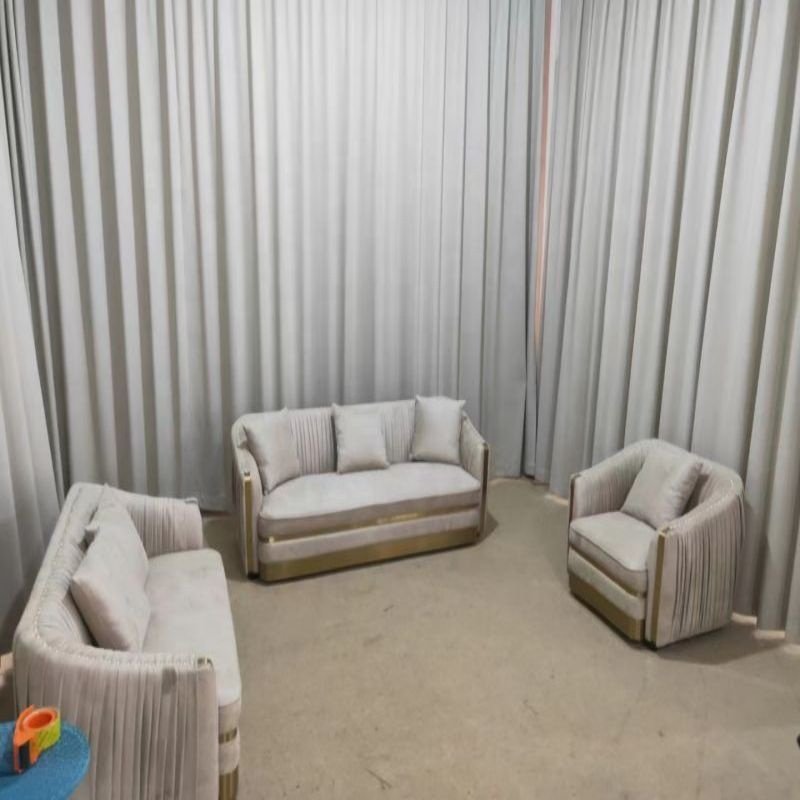 Good Quality Velvet Fabric Sofa Set Modern Design Stainless Steel Sofa Set Home Office Furniture