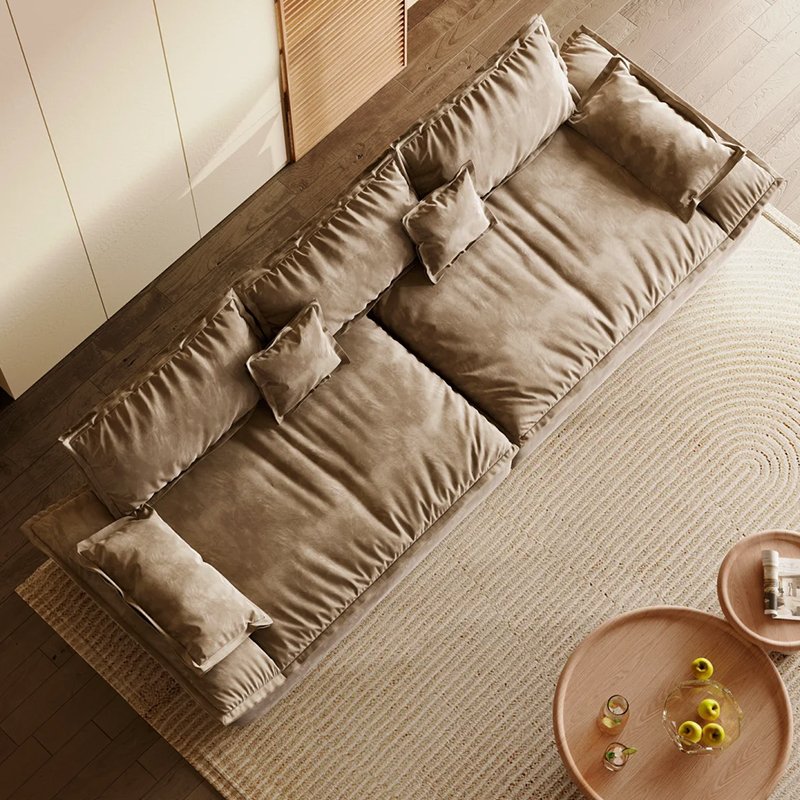 Italian Suede Fabric sailboat sofa ultra seating depth living room sofa set design light luxury design modern modular sofa