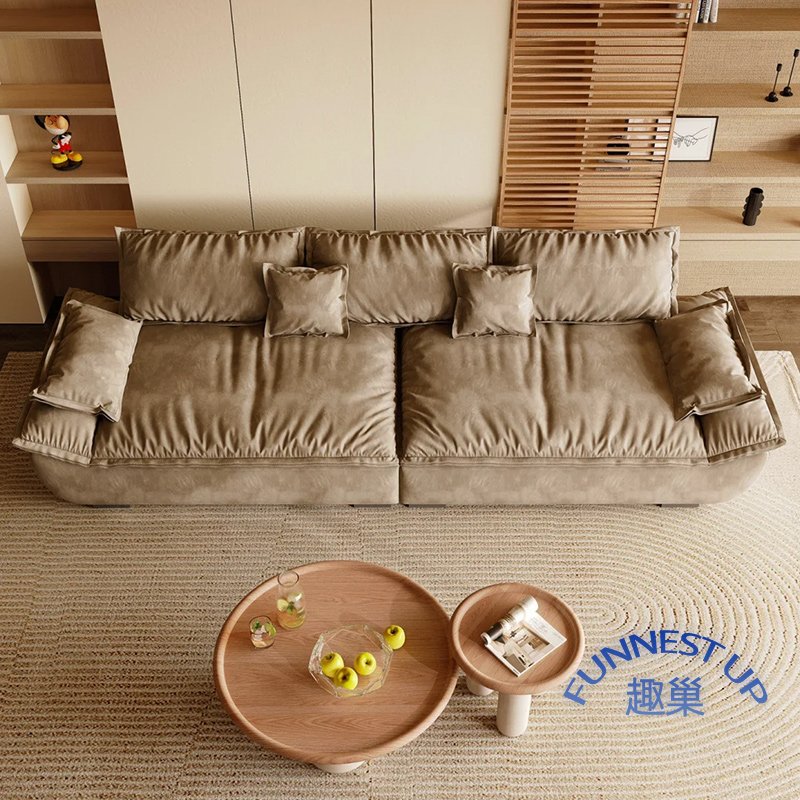 Italian Suede Fabric sailboat sofa ultra seating depth living room sofa set design light luxury design modern modular sofa