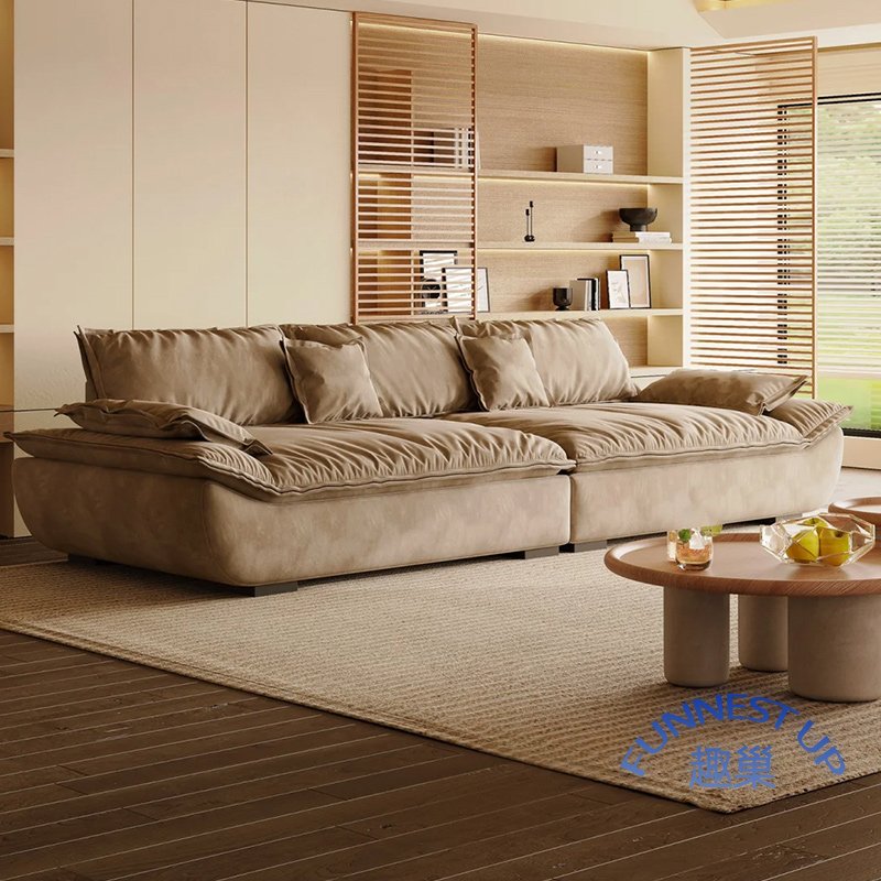 Italian Suede Fabric sailboat sofa ultra seating depth living room sofa set design light luxury design modern modular sofa