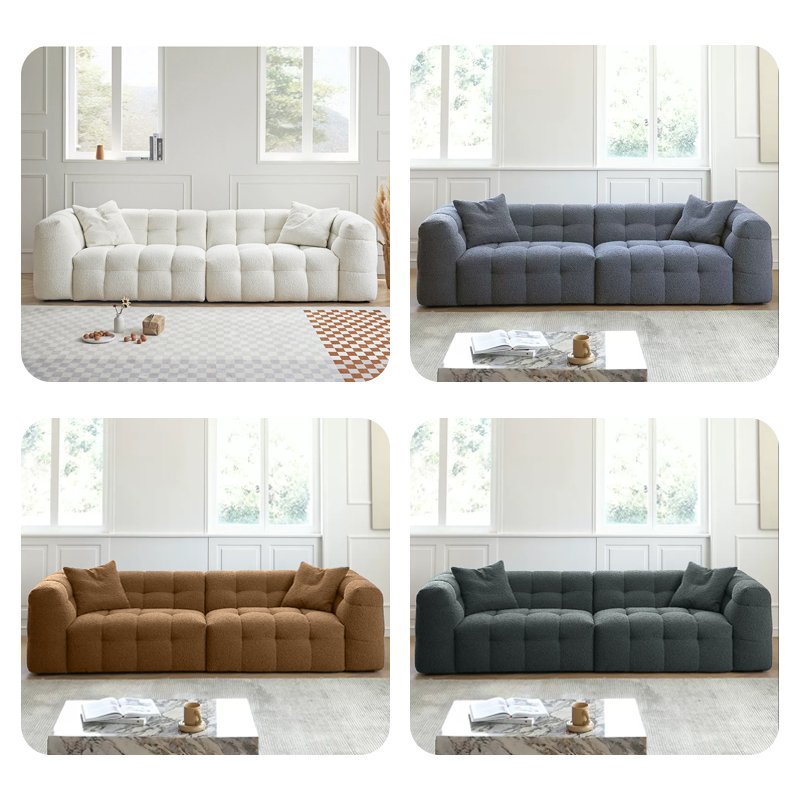 Modern style living room sofa soft curved teddy velvet candy sofa comfortable living room sofa