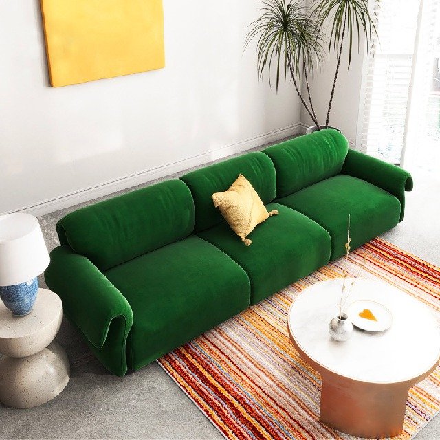 Italian style Nordic simple living room light luxury net red velvet three-seater fabric sofa combination furniture