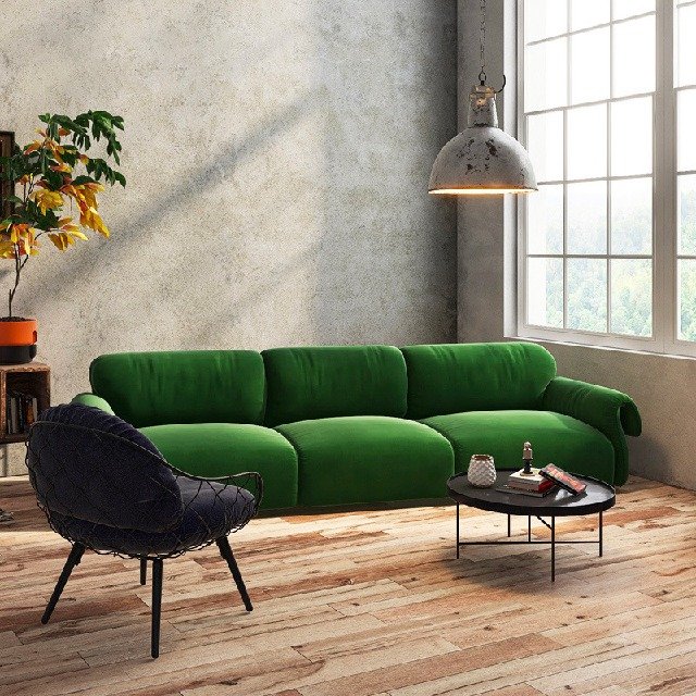 Italian style Nordic simple living room light luxury net red velvet three-seater fabric sofa combination furniture