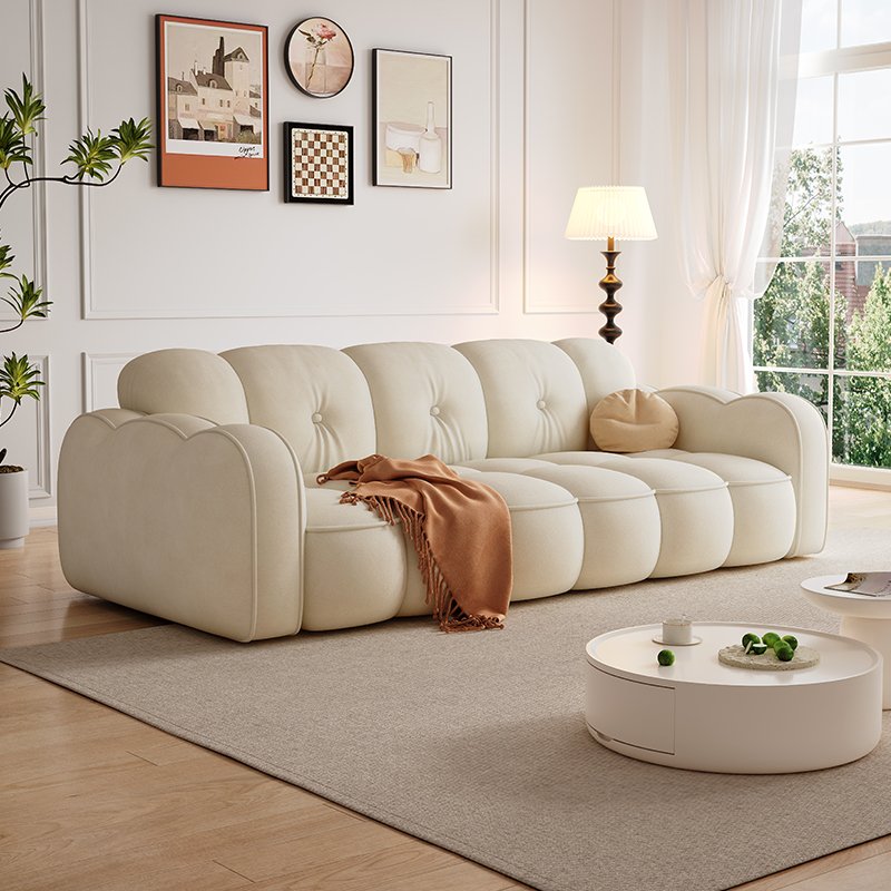 Latest modern design sofa High quality soft Velvet sofa Living room furniture couch Cream style sofa set