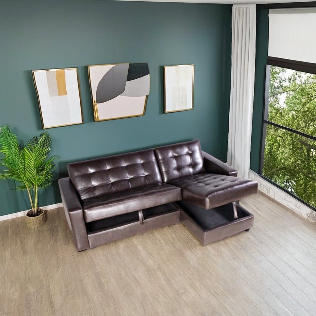 Artificial Leather Commercial Furniture L-Shape Couch Corner Sofa Bed with Storage for Small Space Canape Sofa