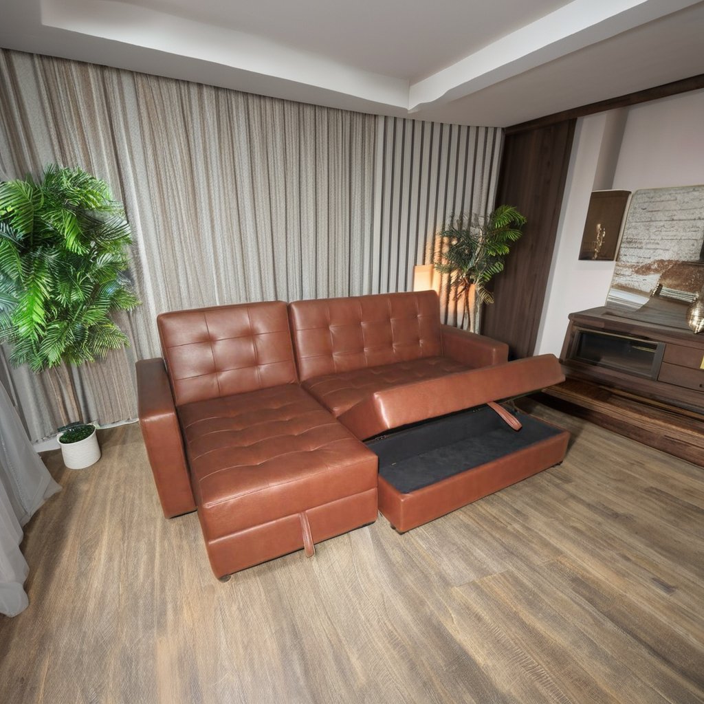 Artificial Leather Commercial Furniture L-Shape Couch Corner Sofa Bed with Storage for Small Space Canape Sofa