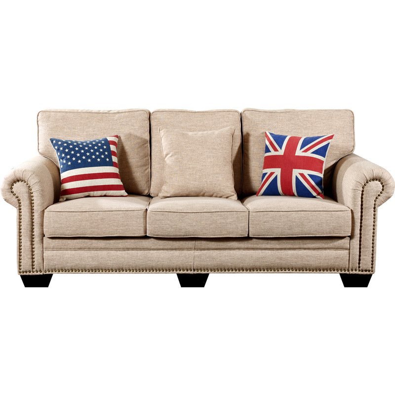Simple retro American country living room fabric sofa corner combination Nordic latex sofa small medium-sized sofa