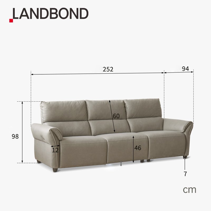LANDBOND Modern Home Sofa Furniture 3 Seater Couch Recliner Electric Fabric Living Room Sofa Set with USB Charging