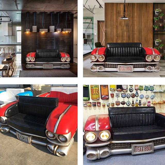 American style car shape sofa with lights decor couch living room sofa restaurant bar nightclub