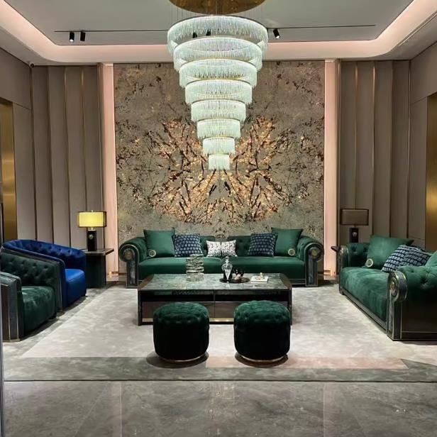 Italian high luxury layer frosted cowhide sofa villa high-end atmosphere modern living room large living room sofa