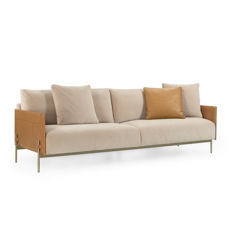 Custom wholesale Nordic leather sofa leisure chair villa living room modular fabric cushion sofa