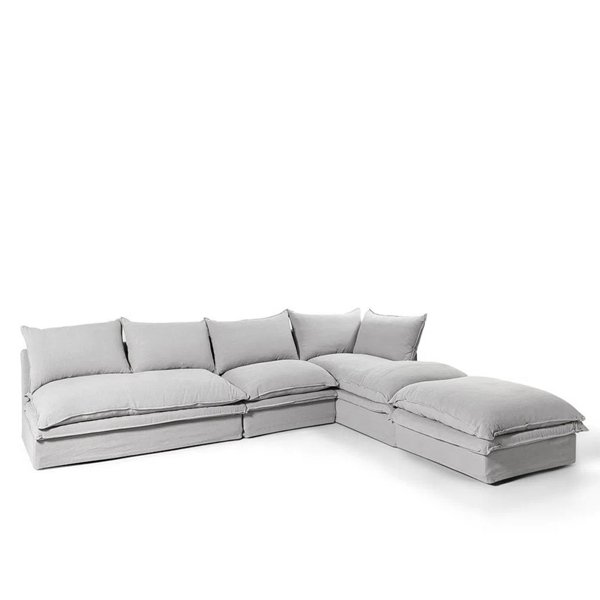 European style 7 seater modern grey fabric sectional l shaped couch living room sofa set
