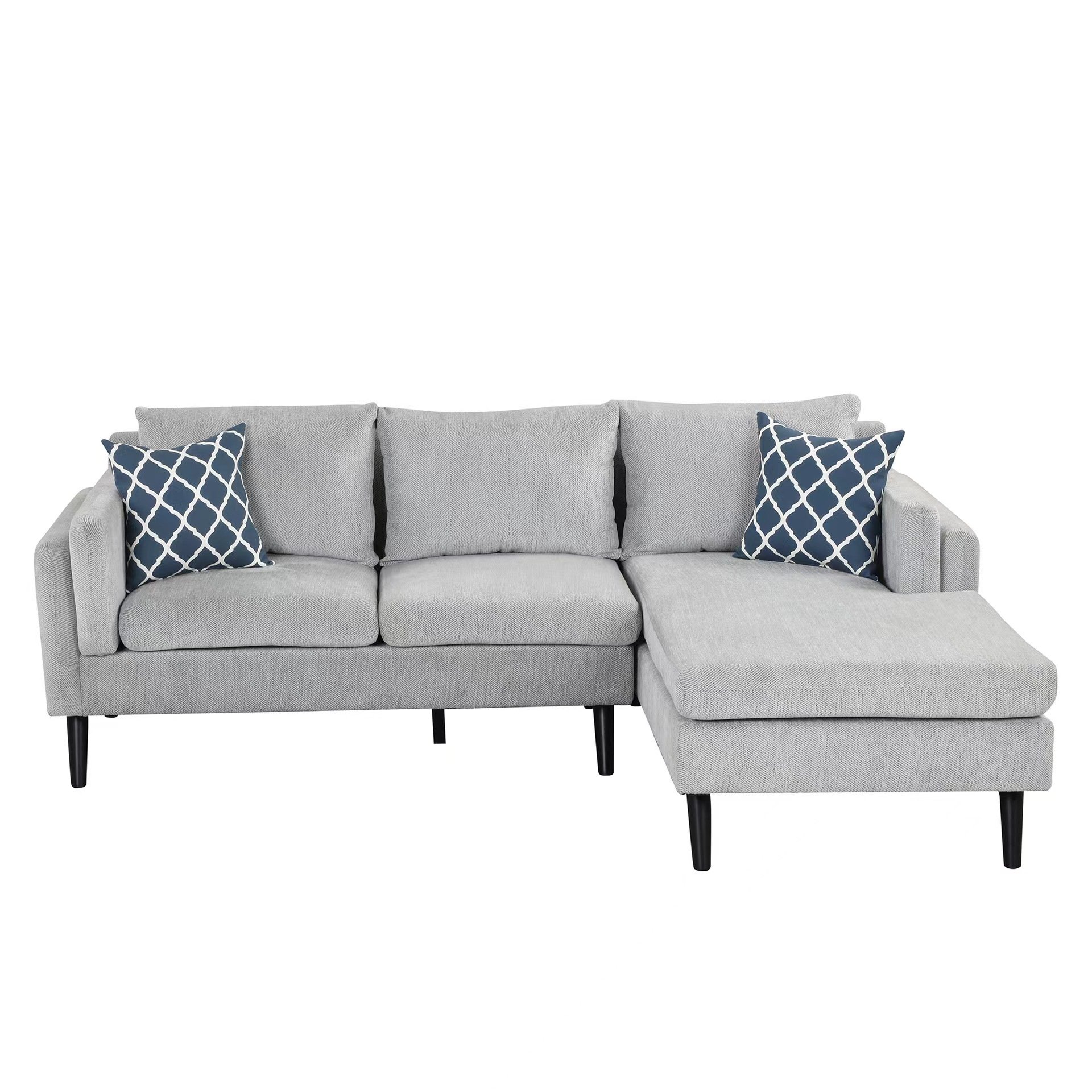 OEM/ODM Lazy Couch 7 Seater L Shape Sectional Living Room Sofa with Chaise Sofa Fabric Comfortable Metal Legs Luxury Corner Sofa