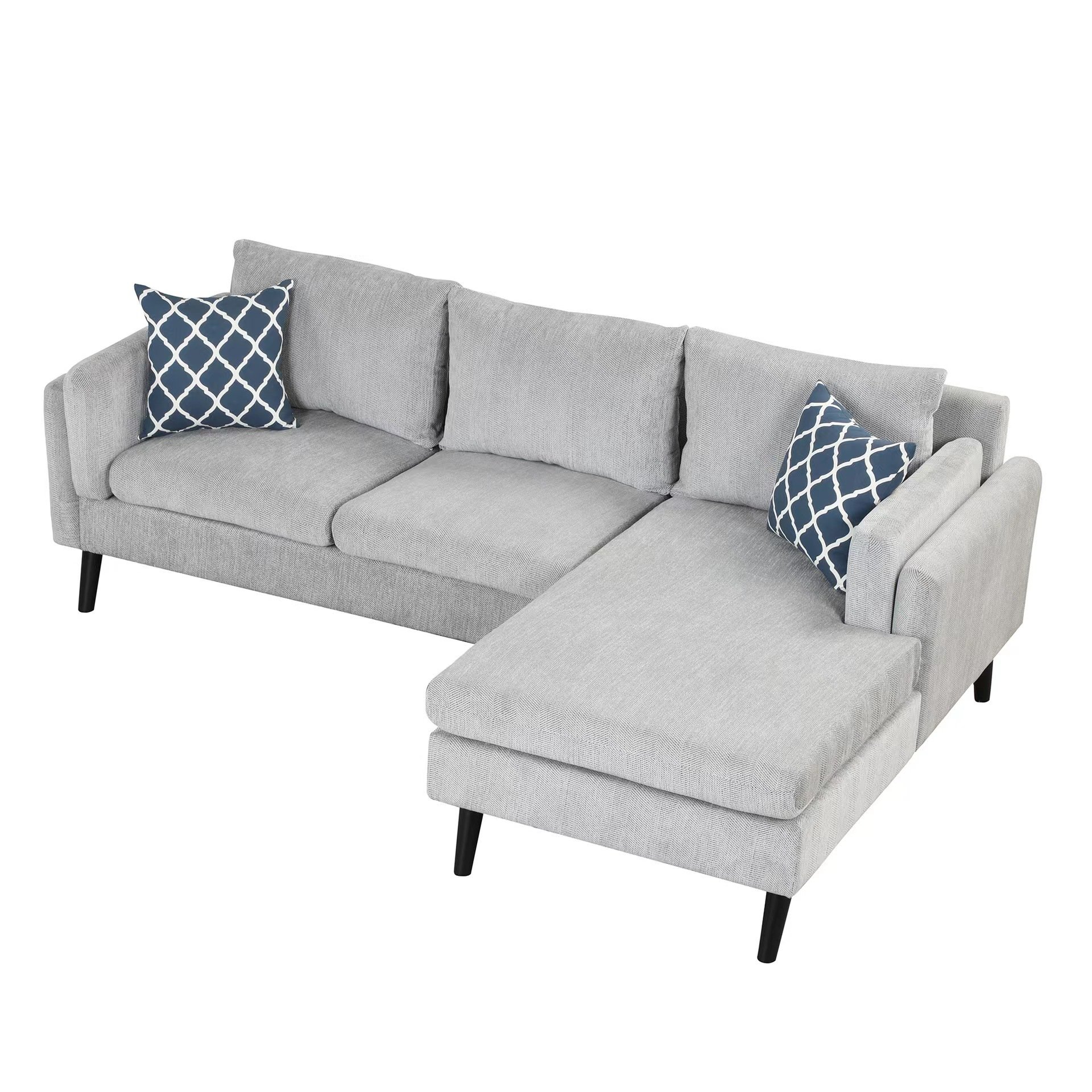 OEM/ODM Lazy Couch 7 Seater L Shape Sectional Living Room Sofa with Chaise Sofa Fabric Comfortable Metal Legs Luxury Corner Sofa