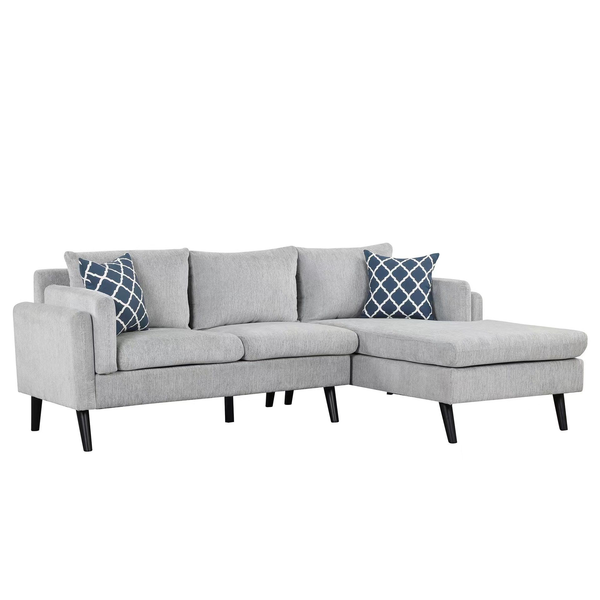OEM/ODM Lazy Couch 7 Seater L Shape Sectional Living Room Sofa with Chaise Sofa Fabric Comfortable Metal Legs Luxury Corner Sofa