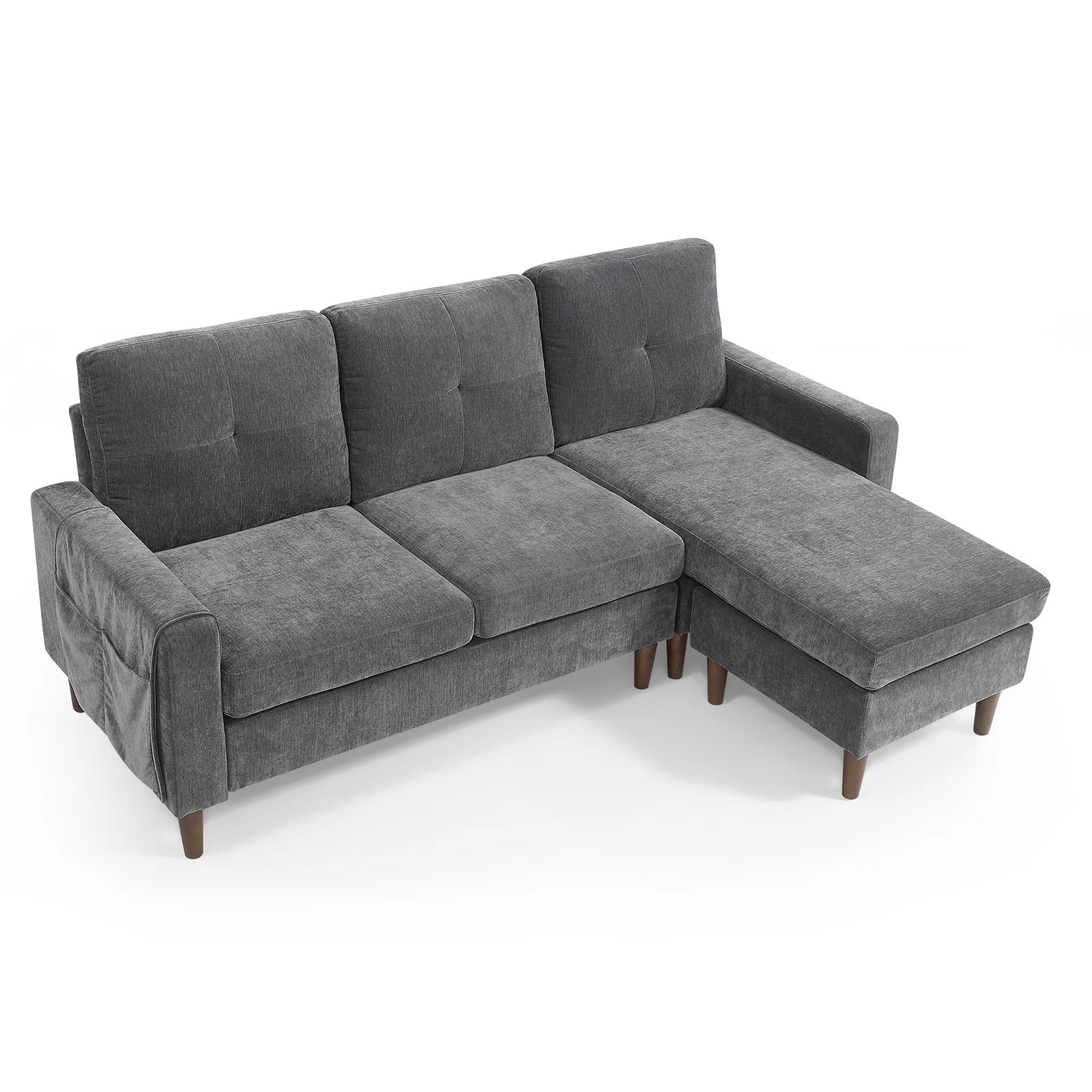 OEM/ODM Lazy Couch 7 Seater L Shape Sectional Living Room Sofa with Chaise Sofa Fabric Comfortable Metal Legs Luxury Corner Sofa