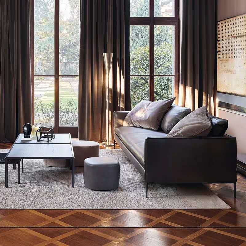 Italian Style Minimalism Sofa Genuine Cowhide Leather Living Room Sofa Set
