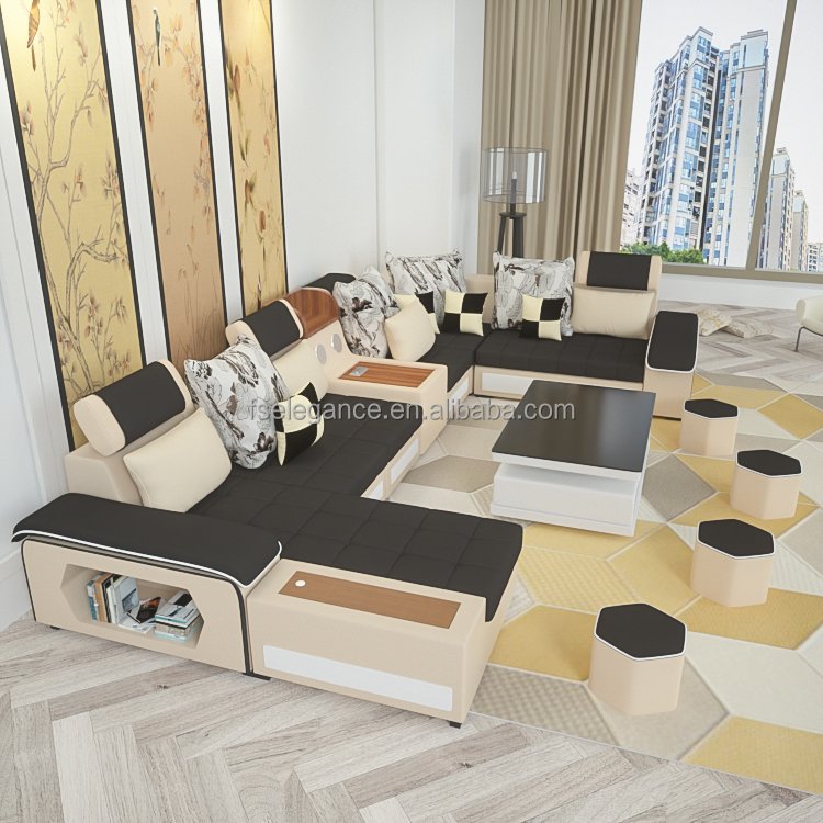 Customizable royal Nordic modern style has music to play sectionals sofa set 7 seater living room Furniture designs