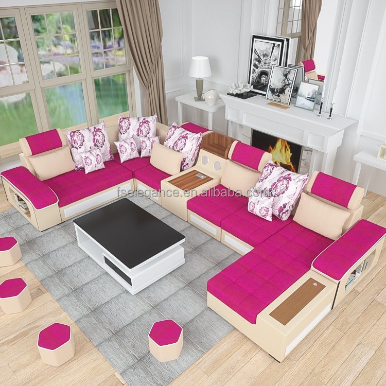 Customizable royal Nordic modern style has music to play sectionals sofa set 7 seater living room Furniture designs