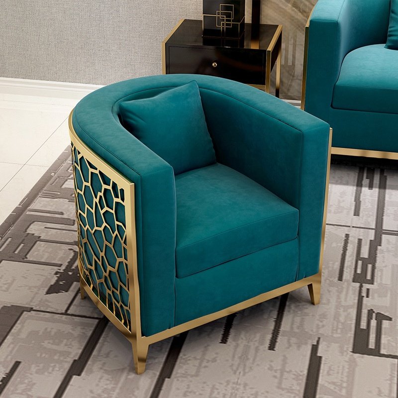 Chesterfield Blue Velvet Fabric Sofa Luxury Sofa Three Seat Home Furniture Living Room Sofa