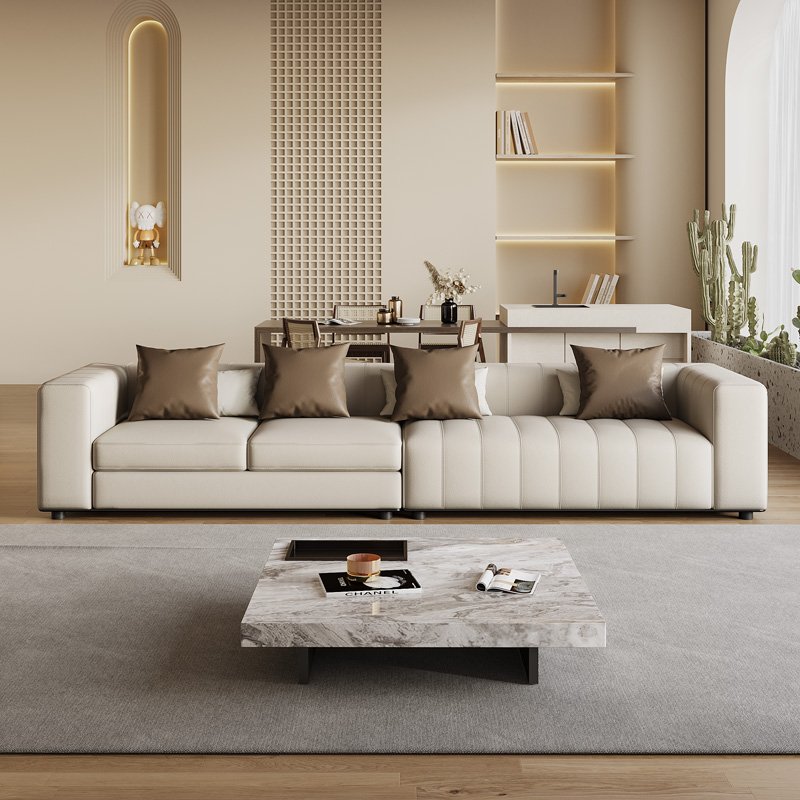 Modern light luxury three nappa leather sofa Italian villa living room sofa set sofa customized
