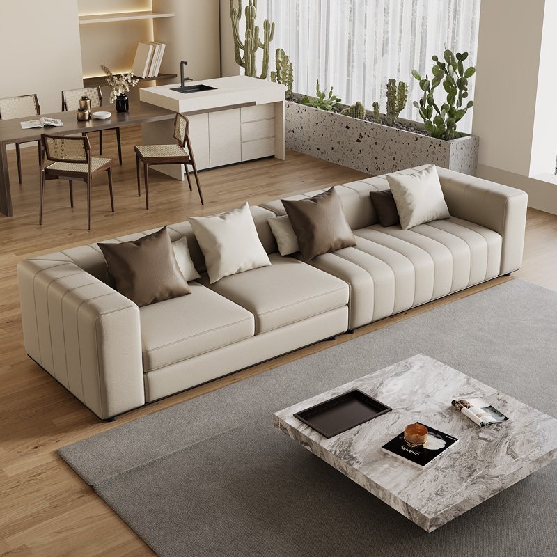 Modern light luxury three nappa leather sofa Italian villa living room sofa set sofa customized