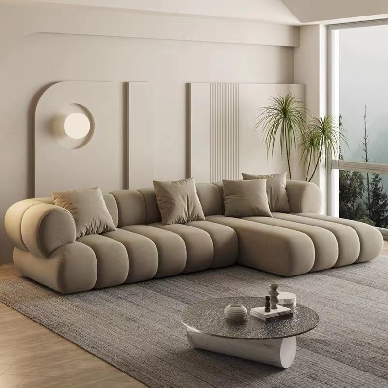 Light Luxury Fabric Sofa Set Furniture Velvet L-shape Living Room Sofas For Home Hotel