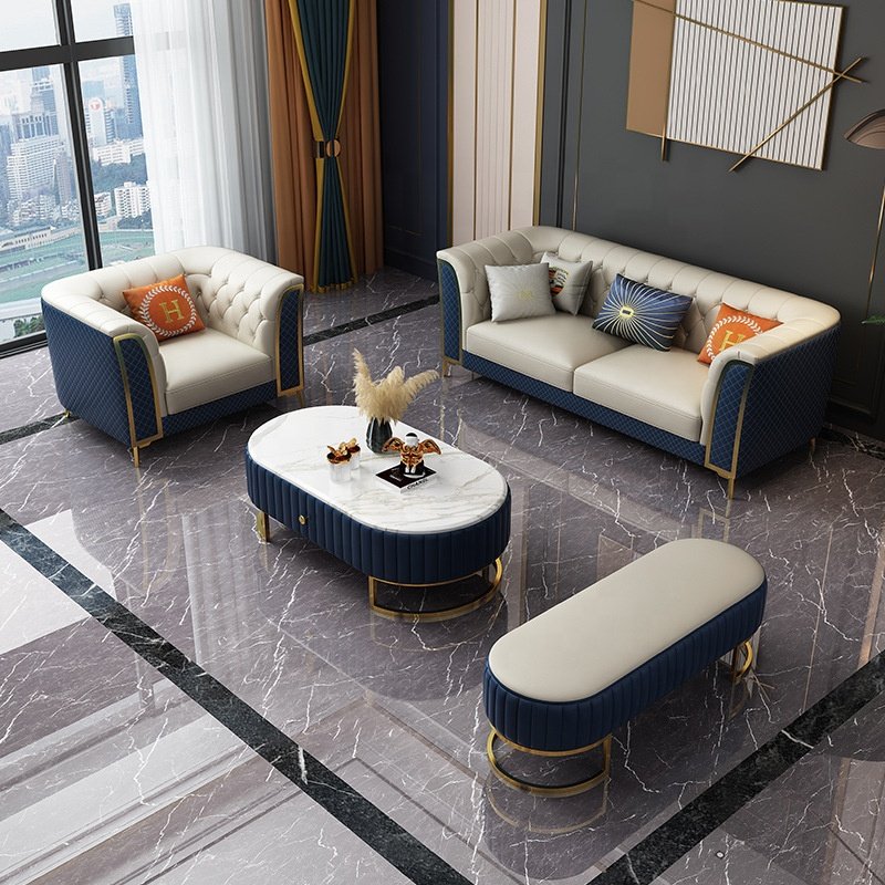 Living room sofa and furniture set light luxury style leather L-shaped sofa live room modern luxury sofa set modular Couch
