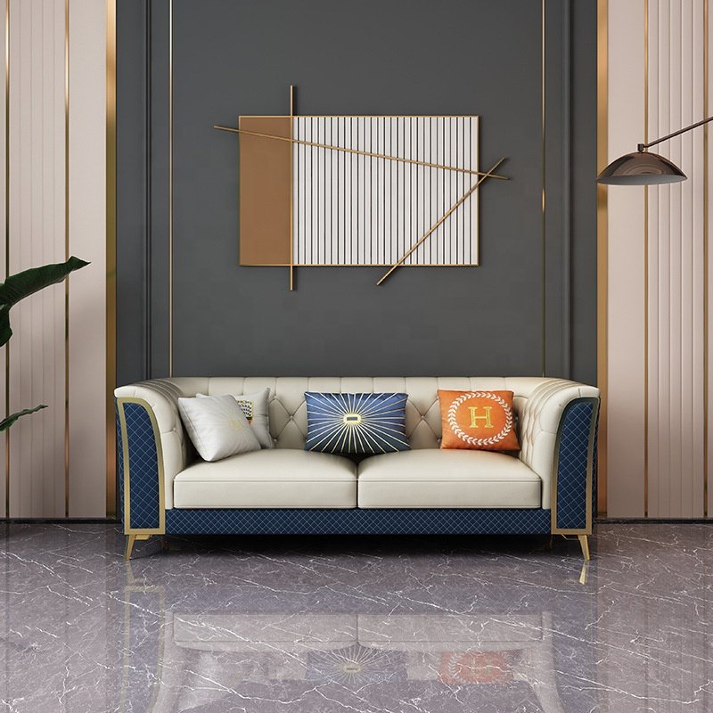 Living room sofa and furniture set light luxury style leather L-shaped sofa live room modern luxury sofa set modular Couch
