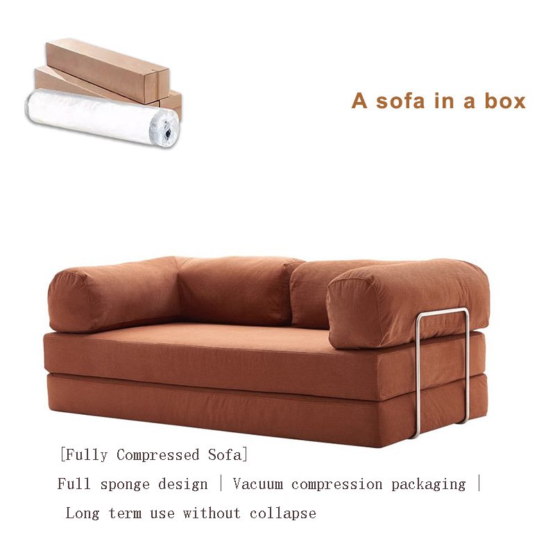 Full sponge compression sofa Italian style minimalist retro high-end corduroy living room sofa bed combination
