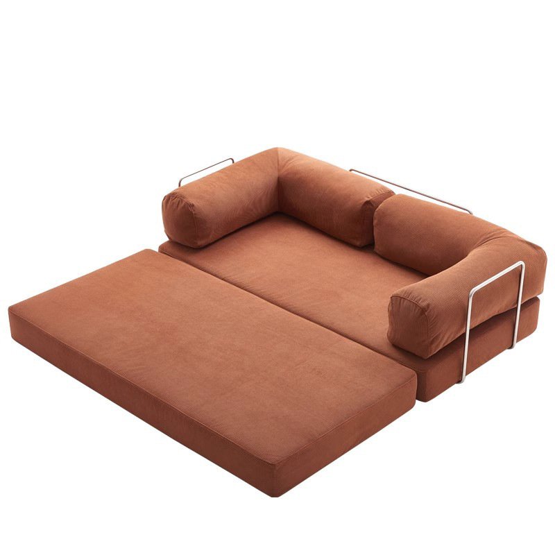 Full sponge compression sofa Italian style minimalist retro high-end corduroy living room sofa bed combination