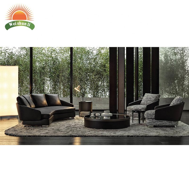 Italy Comfortable Hot Sale Round Sofa Home Living Room Furniture Optional Colors 3 Seater Leather Sofa Set Hotel Villa Sofa Sets
