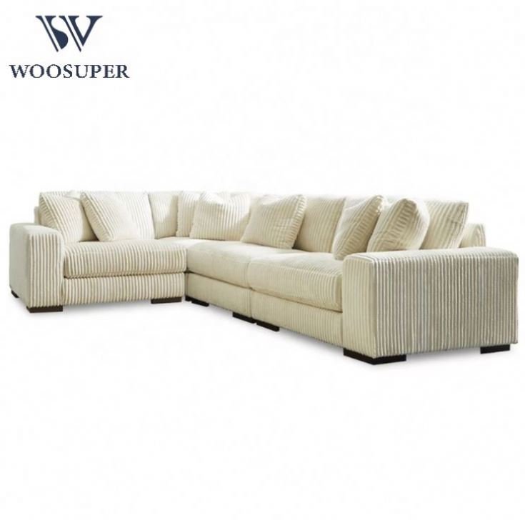 High Quality Modern Luxury Corduroy Sectional Sofa With Chaise