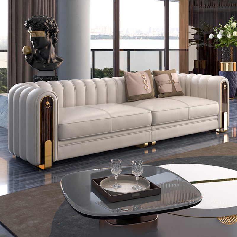 Modern couch living room sofas 4 seater white genuine leather sofa sectional couch sofa set luxury