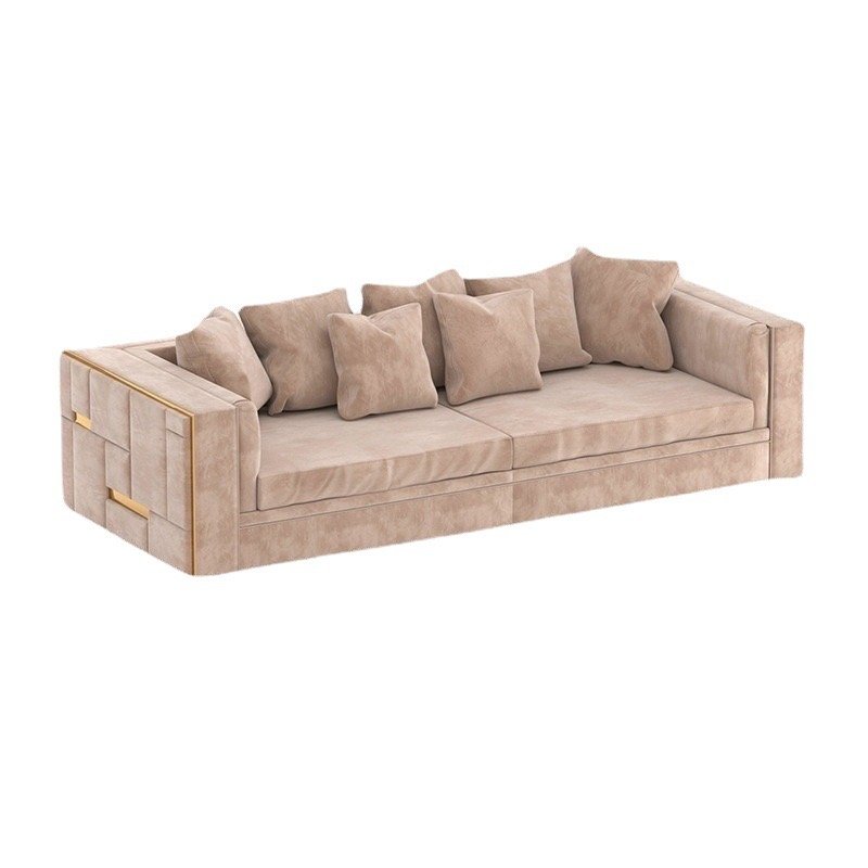 Leather sofa living room combo Three-person villa club Italian lightweight leather sofa lightweight furniture