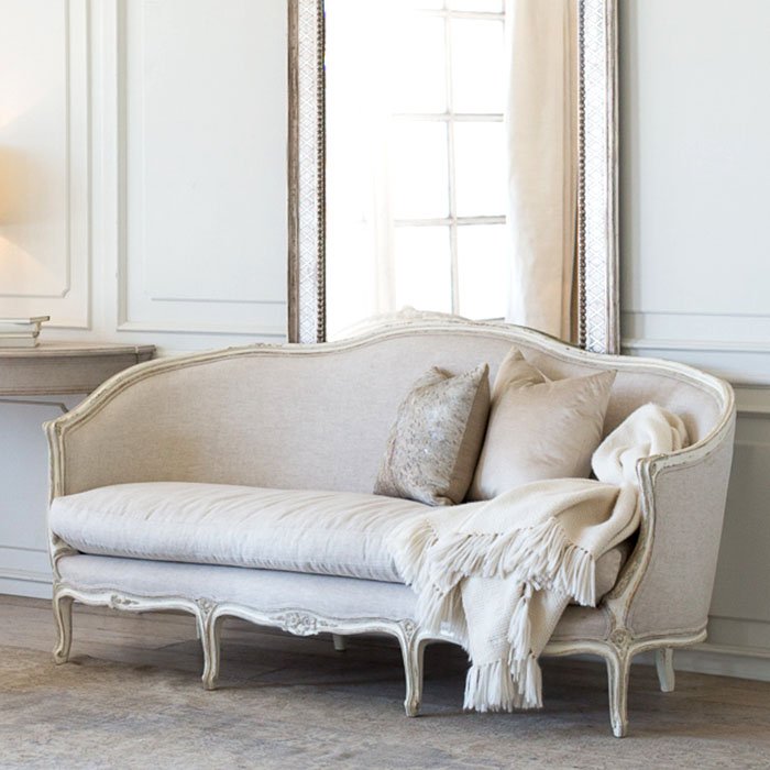 Muchun French vintage Canape solid wood curved sofa set furniture living room
