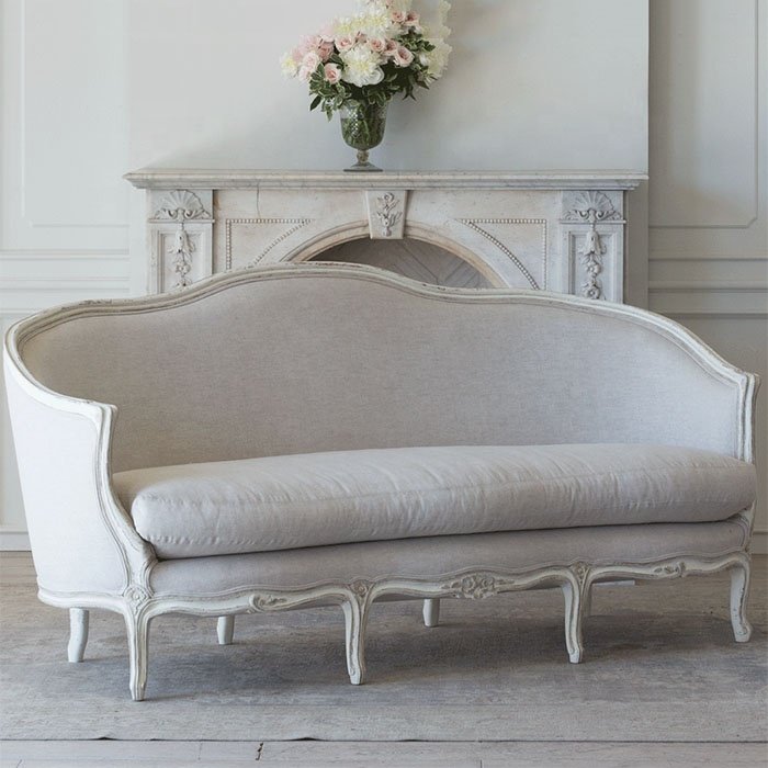 Muchun French vintage Canape solid wood curved sofa set furniture living room