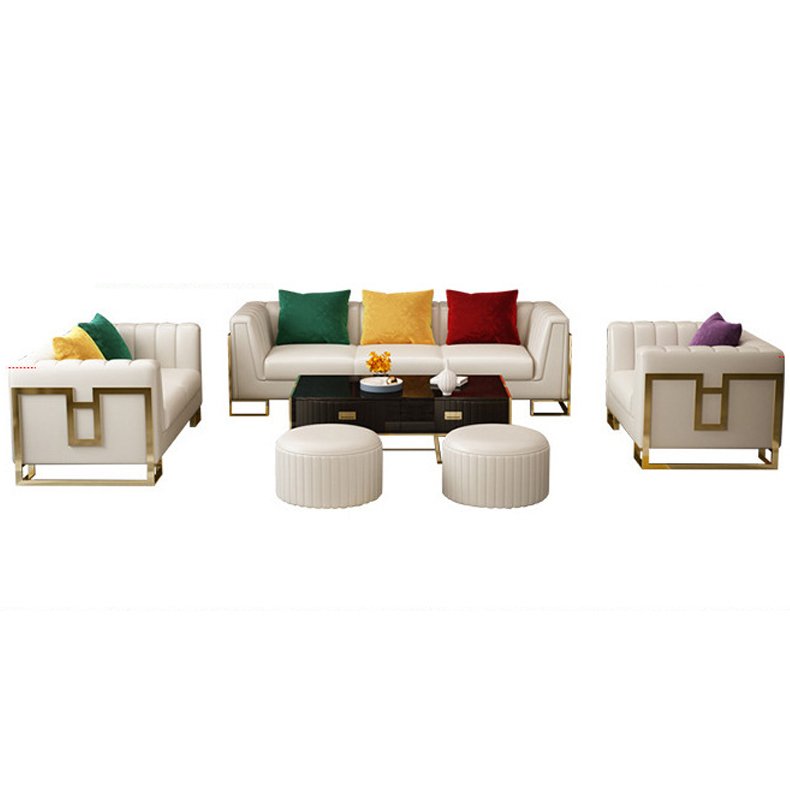 Luxury Italian Design Stainless Steel Decoration Living Room Velvet Sofa Set Furniture leather sofas