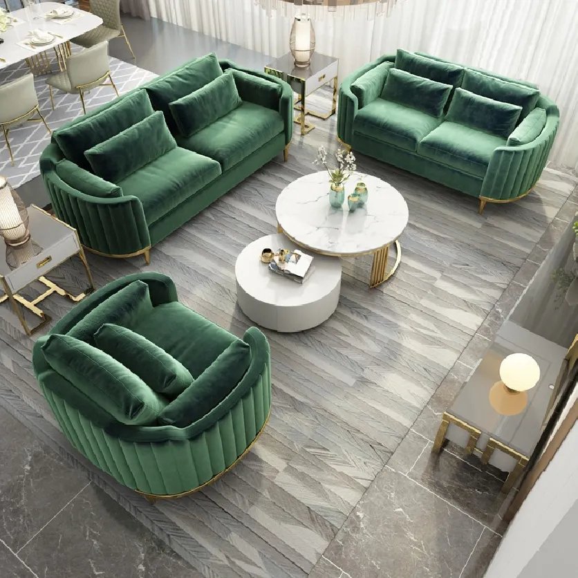Support custom new Dubai Italian luxury sofa set living room furniture home curved dresser sofa set 1+2+3 sets