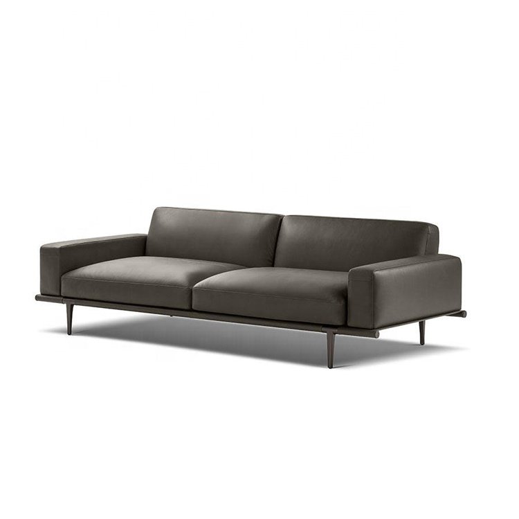 modern italian furniture living room sofa luxury black leather apartment sofa