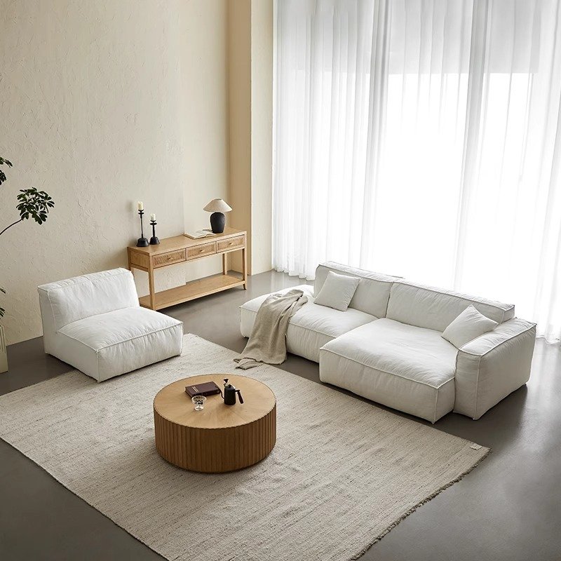 Nordic Down Modular Sofa Linen Full Removable Washable Lazy Combination Corner Living Room Sofas